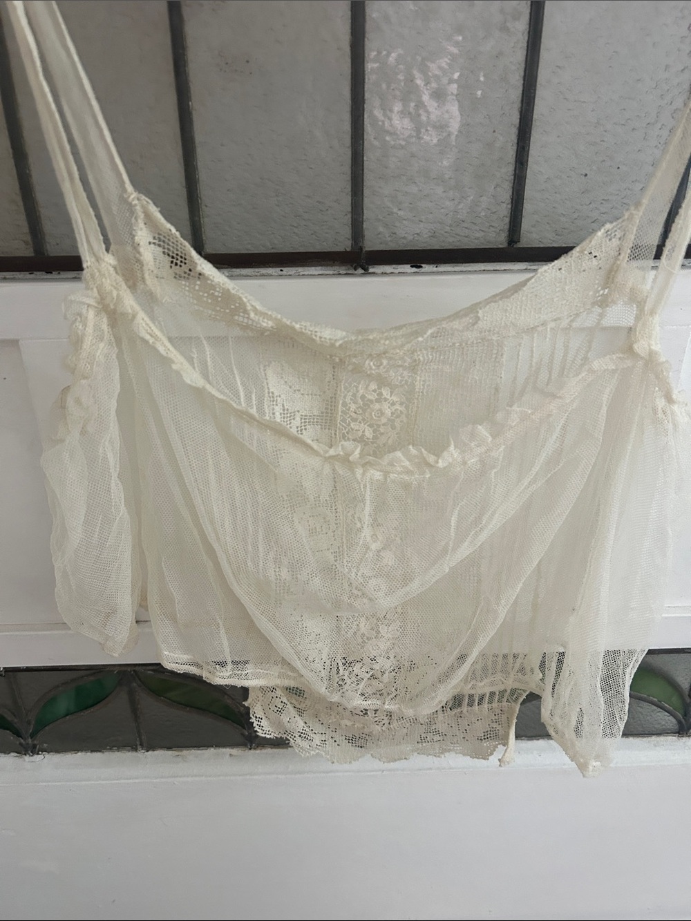 Antique Sheer Lace Vintage-Inspired Camisole in Cream - Picture 3 of 3